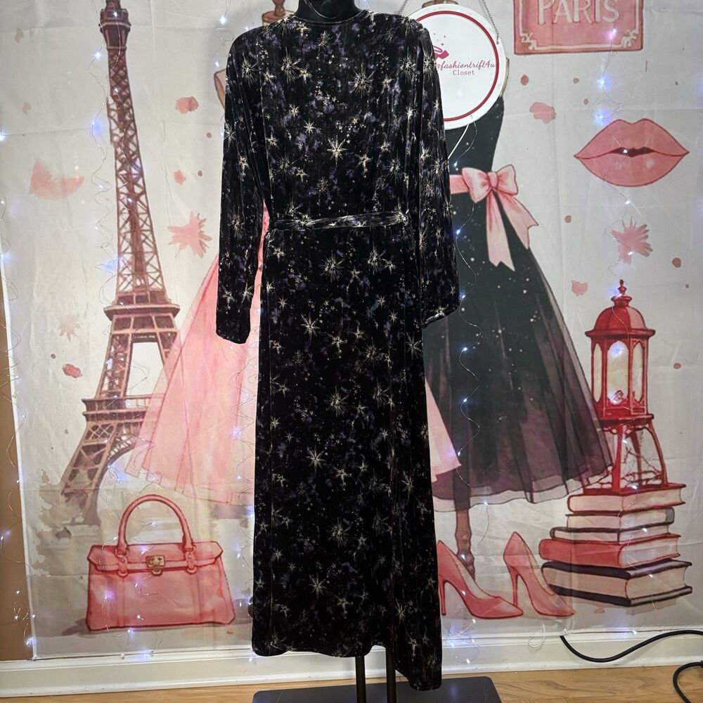 JOHNNY WAS STARDUST VELVET KIMONO MULTI-COLOR WRAP DRESS SIZE M-$398 - Picture 14 of 16